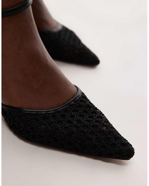 TOPSHOP Black iggy Sling Back Mesh Court Mid Heel