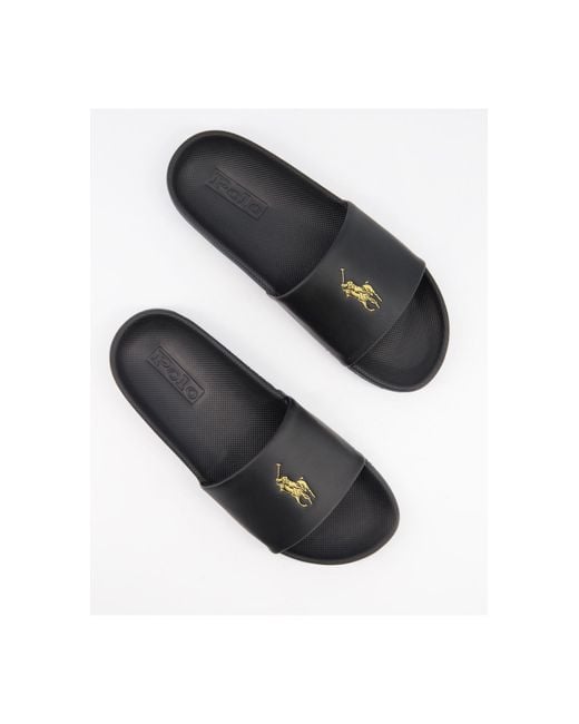 Polo Ralph Lauren Slippers Met Logo in het Zwart | Lyst NL