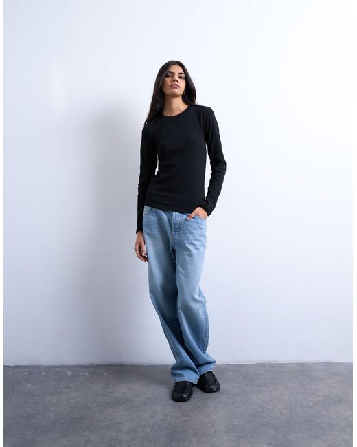 TOPSHOP Black Long Sleeve Everyday Tee