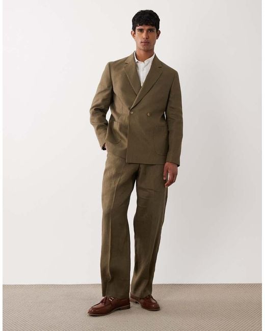 ASOS Green Premium 100% Linen Regular Suit Jacket for men