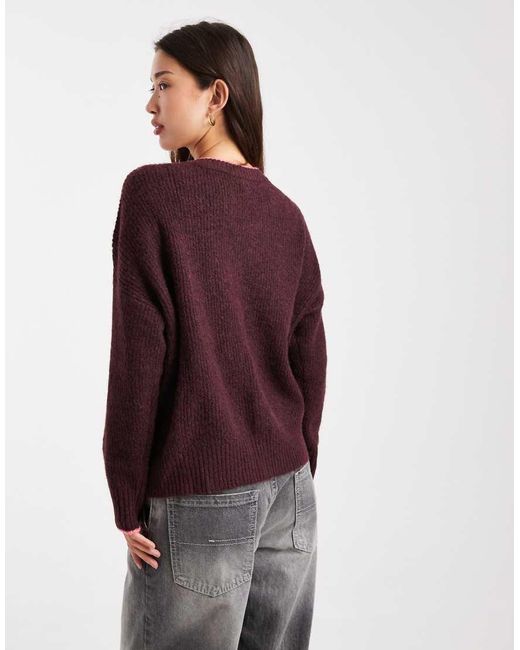 ONLY Brown Contrast Stitch Jumper