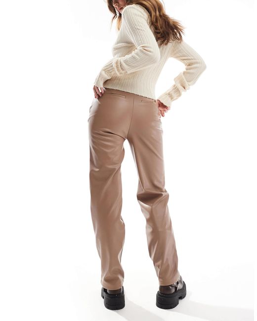 ASOS Pink Faux Leather Straight Leg Trousers