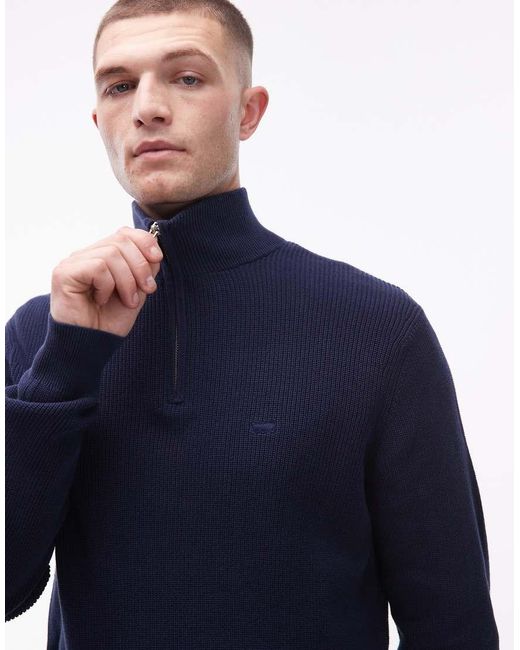 Levi's Blue 1/4 Zip Knitted Jumper for men