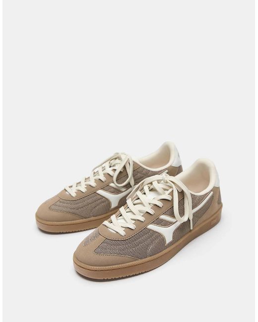 Pull&Bear – strukturierte retro-sneaker in Brown für Herren