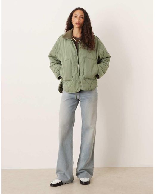 JJXX Green Serena High Neck Quilted Jacket