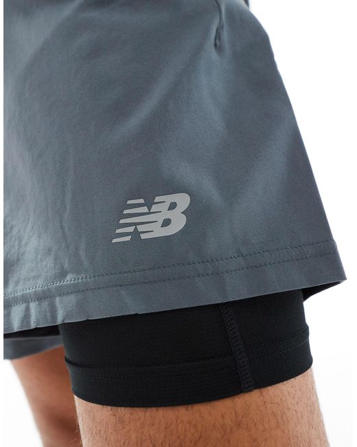 New Balance Blue Performance 5 Inch Lined Shorts for men