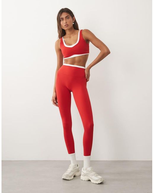 Abercrombie & Fitch Red Ypb Studioflex Double Layer Sports Bra Co-ord
