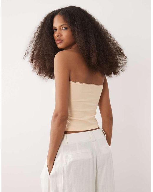 Miss Selfridge Brown Bandeau Tube Top With Flower Print