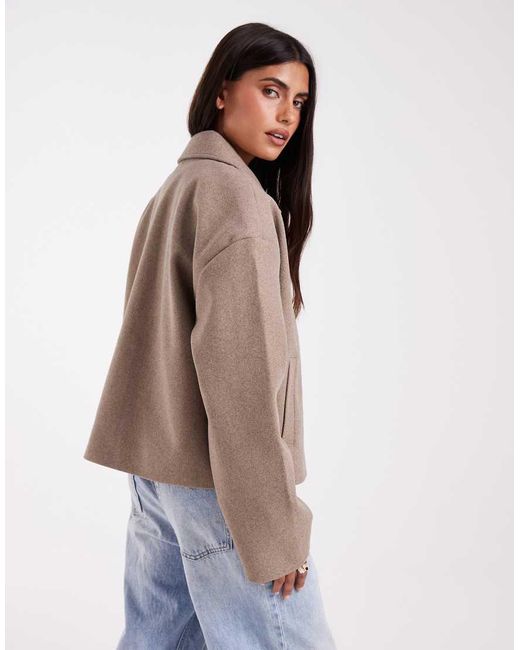 Pieces Blue Short Formal Wool Look Coat