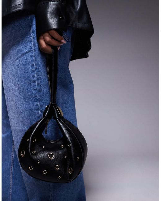 ASOS Black Interchangeable Shoulder And Cookie Clutch Bag With Eyelet Studs