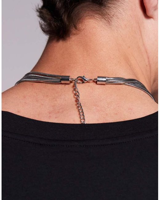 Collar Para Festivales De Varias Hileras De Cadena De Serpiente De ASOS de hombre de color Black