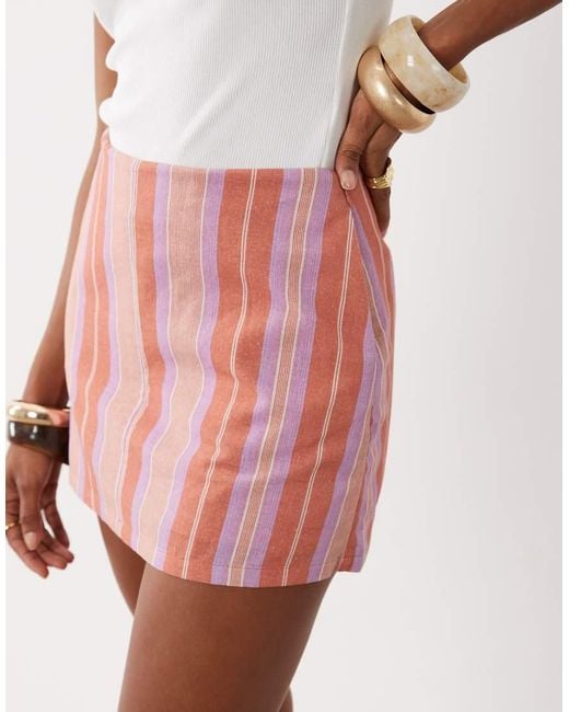 ASOS Multicolor Clean Look Linen Skort