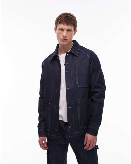 CAT WWR Blue Co-ord Raw Denim Chore Jacket for men