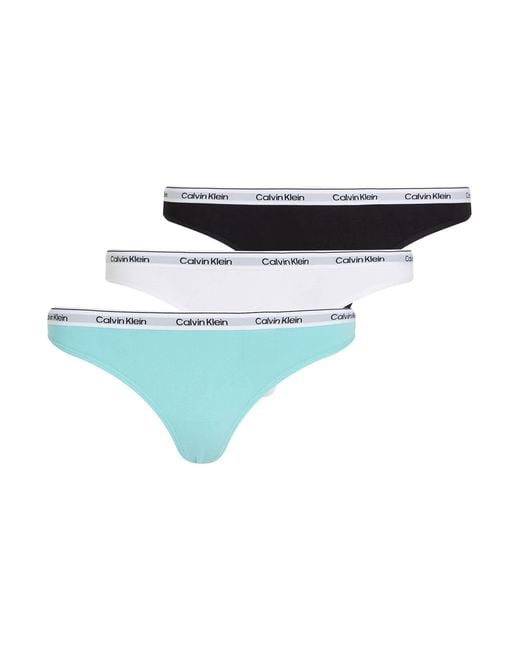 Calvin Klein Blue Modern Logo 3 Pack Thongs