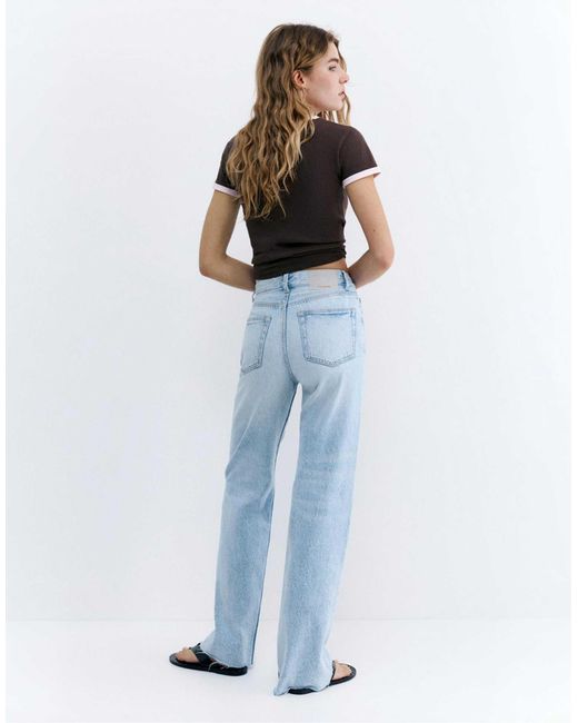 Jean droit ample - ciel Pull&Bear en coloris Blue