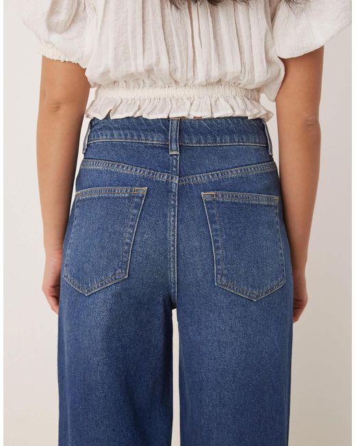 ASOS Soft Wide Leg Jean With Rips in Blue | Lyst