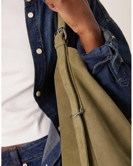 ASOS Soepele Suède Tote Tas Met Gesp in het Blue