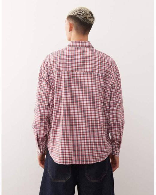 Reclaimed Vintage Pink Long Sleeve Boxy Crop Shirt for men