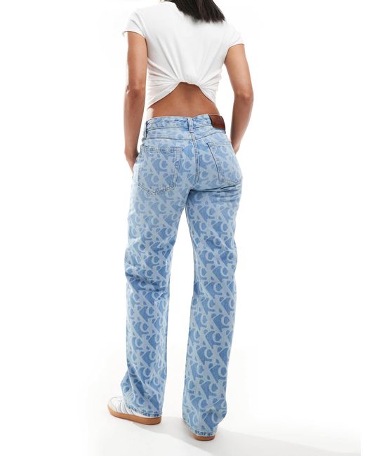Calvin Klein Blue Signature 90s All Over Print Jeans