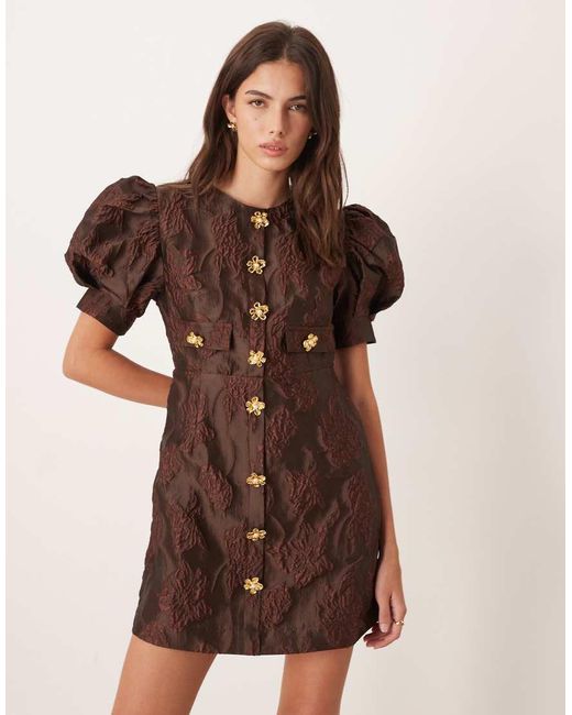 Sister Jane Mini-Jurk Van Jacquard in het Brown