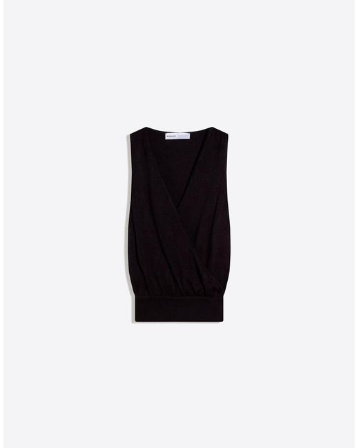 Bershka Black Wrap Top With Cummerbund