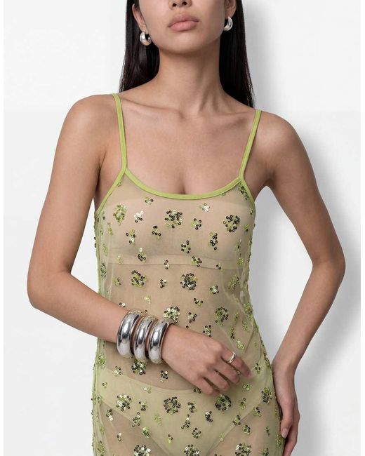 Noisy May Natural Sheer Sequin Maxi Dress
