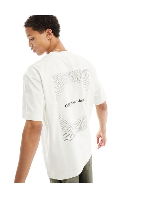 Square frequency - t-shirt chiaro con logo di Calvin Klein in White da Uomo