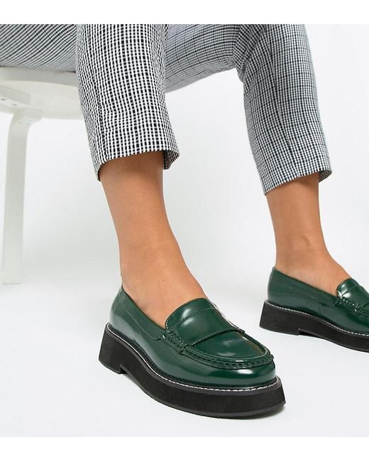 Mocasines gruesos y planos de corte ancho ASOS de color Green