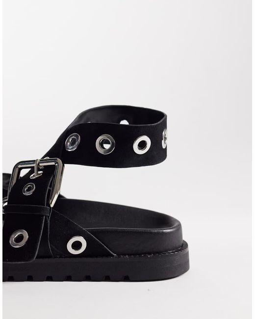 ASOS Black Francoise Eyelet Flatform Sandal