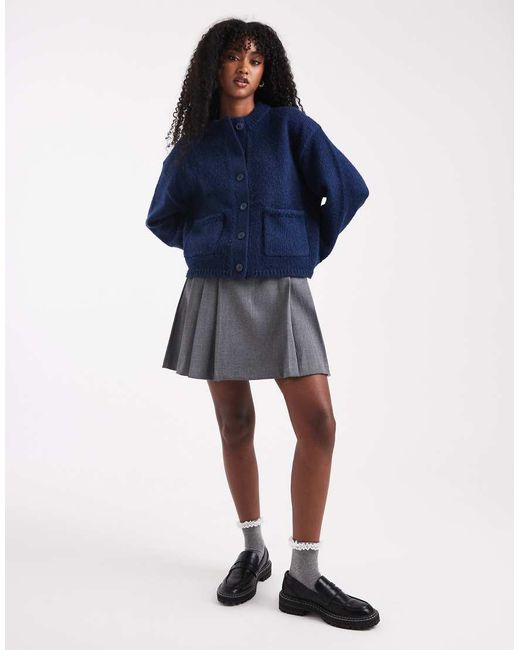 ASOS Blue Boxy Oversized Cardigan With Pocket Detail