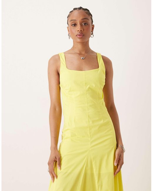 ASOS Yellow Asos Design Tall Sleeveless Waisted Midi Dress