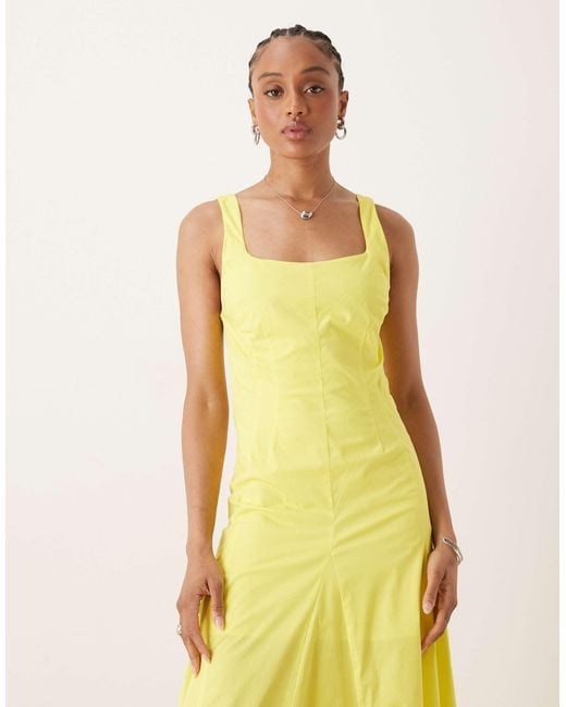 ASOS Yellow Asos design tall – ärmelloses, tailliertes midikleid