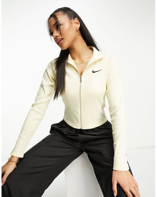 Trend - top côtelé zippé - crème albâtre Nike en coloris Natural