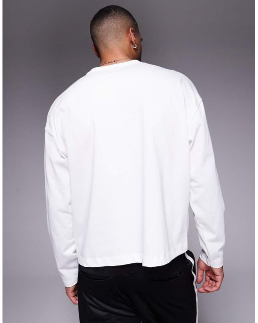 ASOS White Heavyweight Boxy Oversized Long Sleeve T-shirt for men