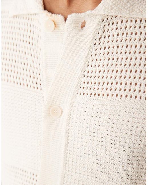 Mango Natural Linen Blend Textured Knitted Short Sleeve Shirt for men