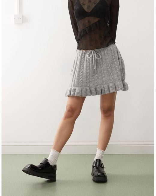 Collusion Natural Knitted Cable Mini Skirt