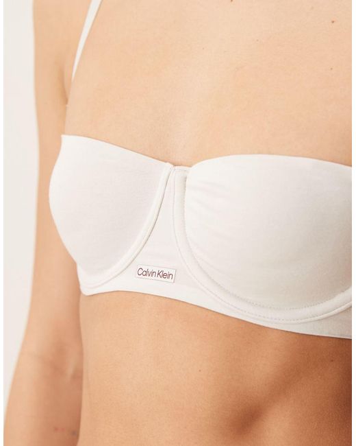 Calvin Klein Natural Cotton Modal Signature Unlined Balconette Bra