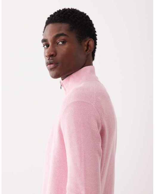 Polo Ralph Lauren Pink Icon Logo Half Zip Up Jumper for men