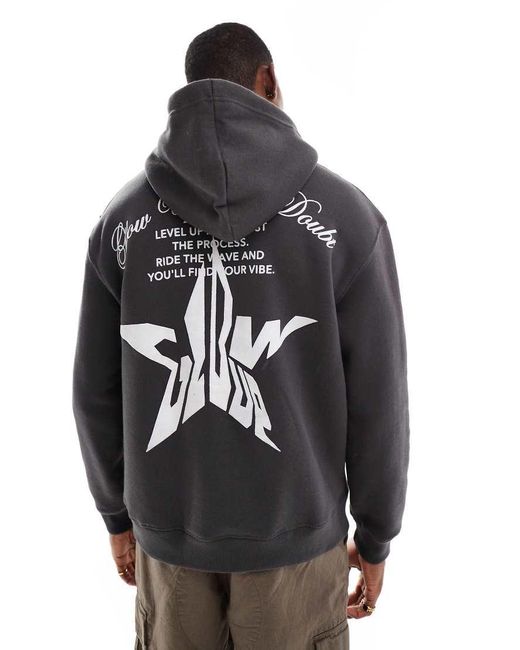 Bershka Hoodie Met Grafische Stervormige Print Op De Achterkant in het Blue voor heren