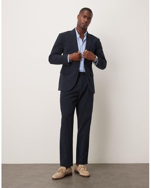 Abercrombie & Fitch Smalle Single-Breasted Seersucker Blazer in het Blue voor heren