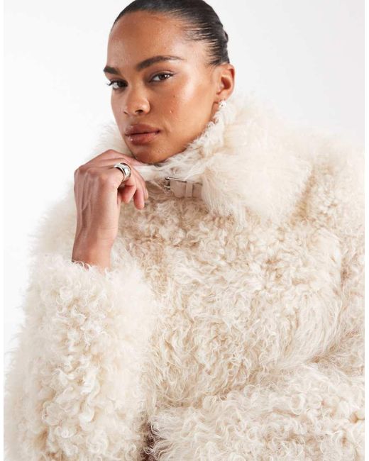 Urbancode Natural Shearling Cropped Chubby Jacket