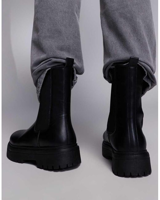Botines Chelsea Negros Con Suela Gruesa De ASOS de hombre de color Black