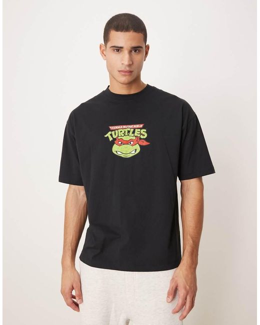 ASOS Black Oversized T-Shirt With Ninja Turtles Vintage Prints
