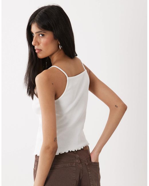 Miss Selfridge White Button Through Rib Cami