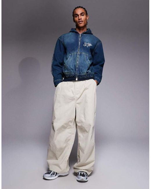 Courtside Blue Oversized Hooded Denim Jacket for men
