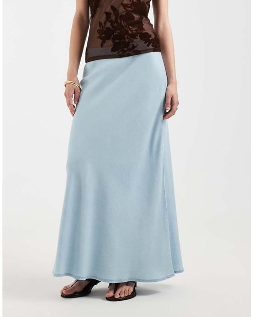 ONLY Blue Chambray Denim Maxi Skirt