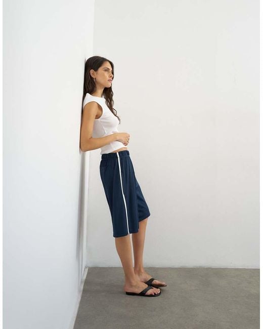 TOPSHOP Blue Sport Stripe Detail Shorts