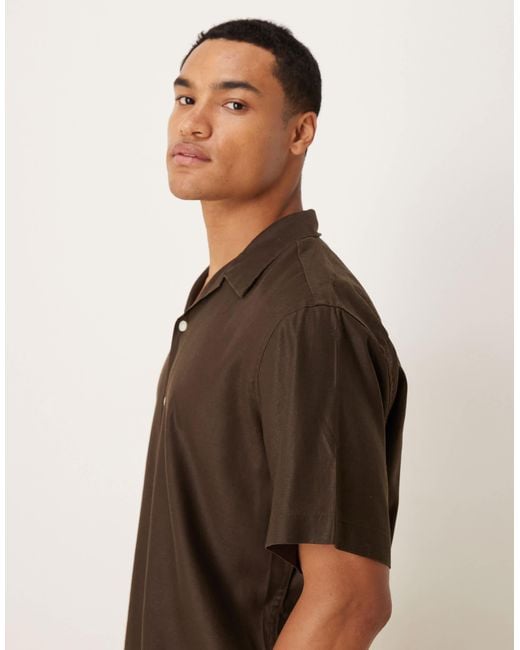 SELECTED Brown Revere Collar Shirt for men