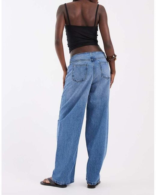 ASOS Blue Barrel Leg Jeans With No Waistband