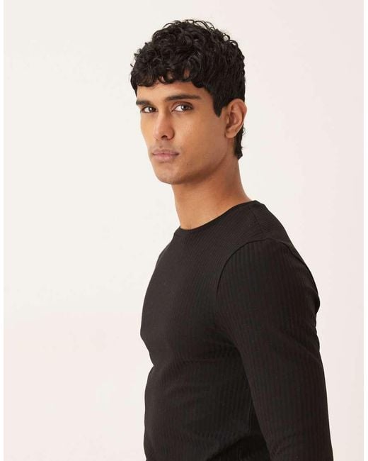 ASOS Black Heavyweight Muscle Fit Long Sleeve T-shirt for men